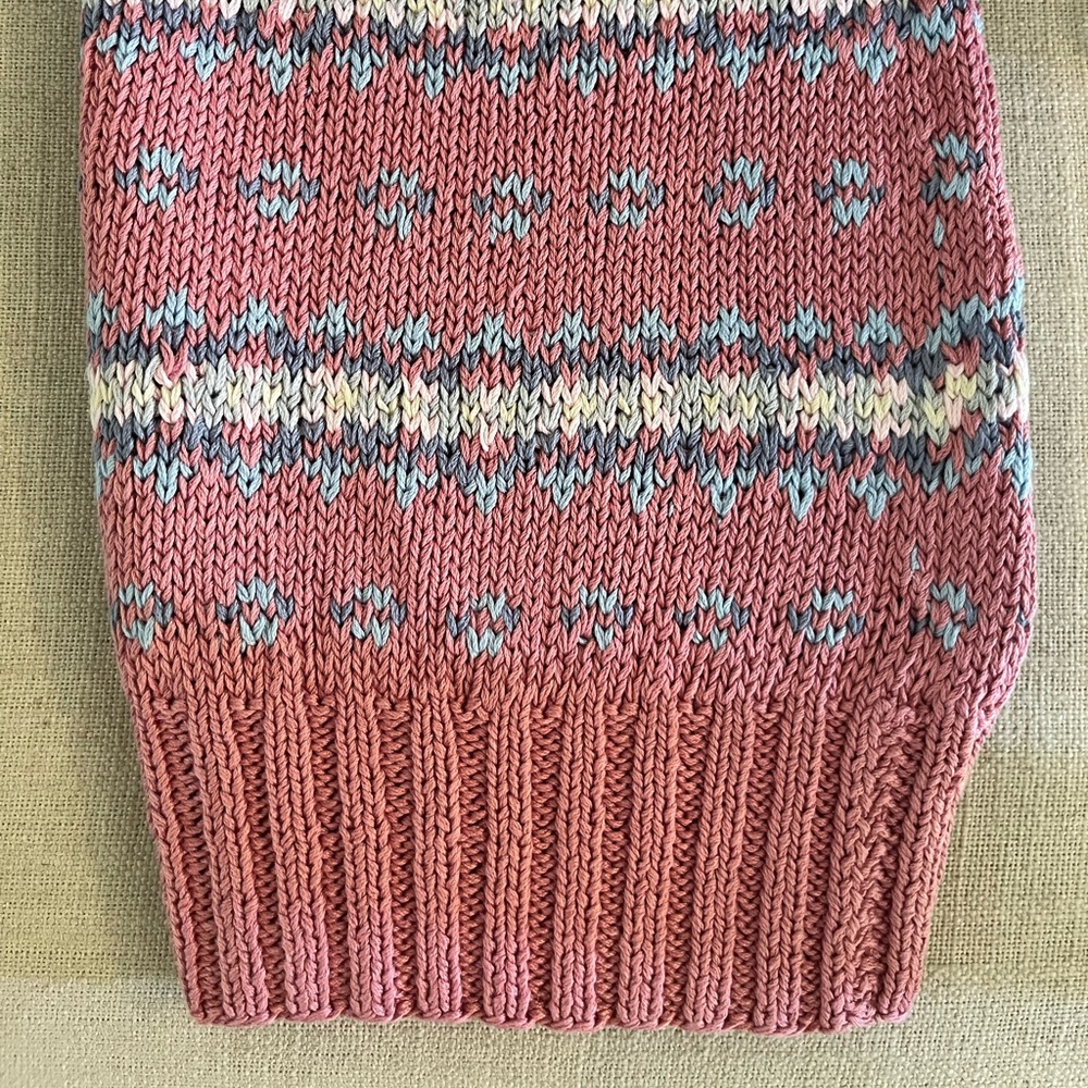 1980s Vintage Pink Cotton Patterned Sweater - Picture 7 of 9
